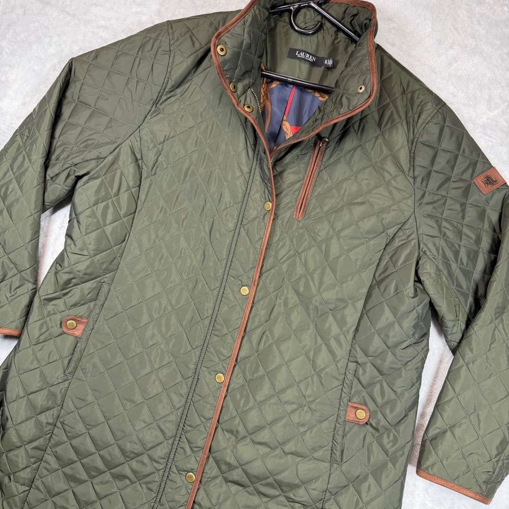 Lauren Ralph Lauren Olive Green Quilted Field Jacket Barn Coat Plus 1X No Hood